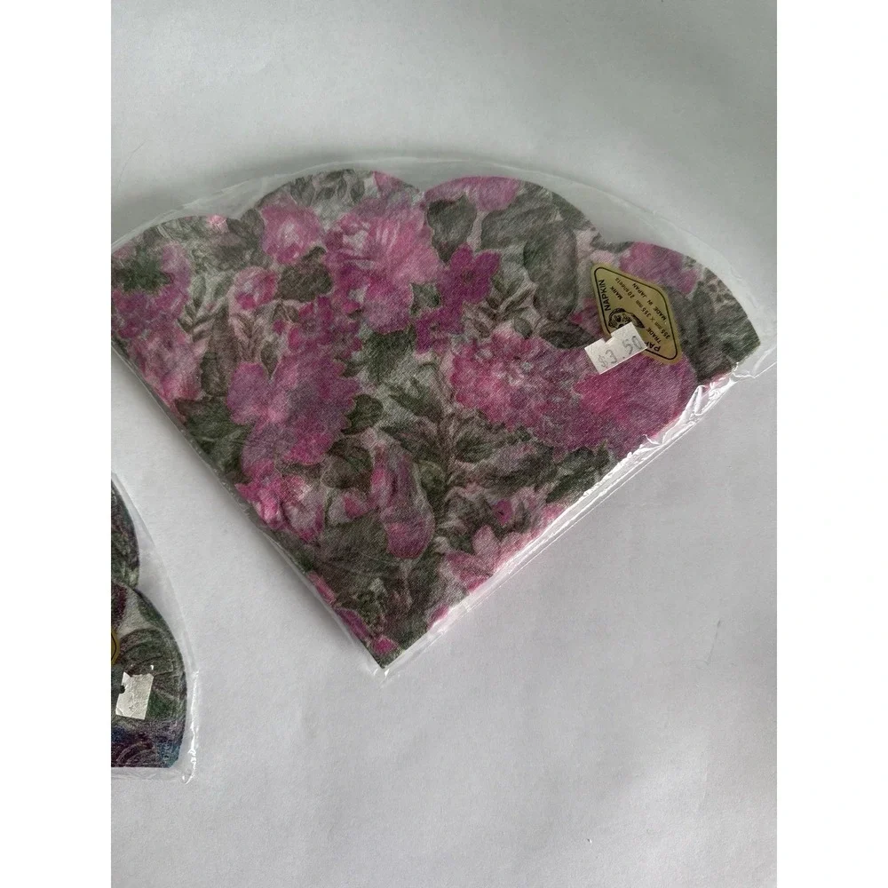 Vtg Freund Mayer Decorative Round Floral Rice Paper Napkins 3 Packs 20 Ea. 355mm